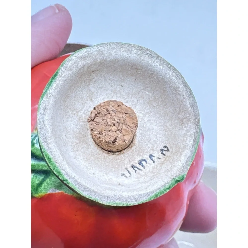 Vintage Tomato Salt & Pepper Toothpick Holder Made In Japan Vegetable Kitchen